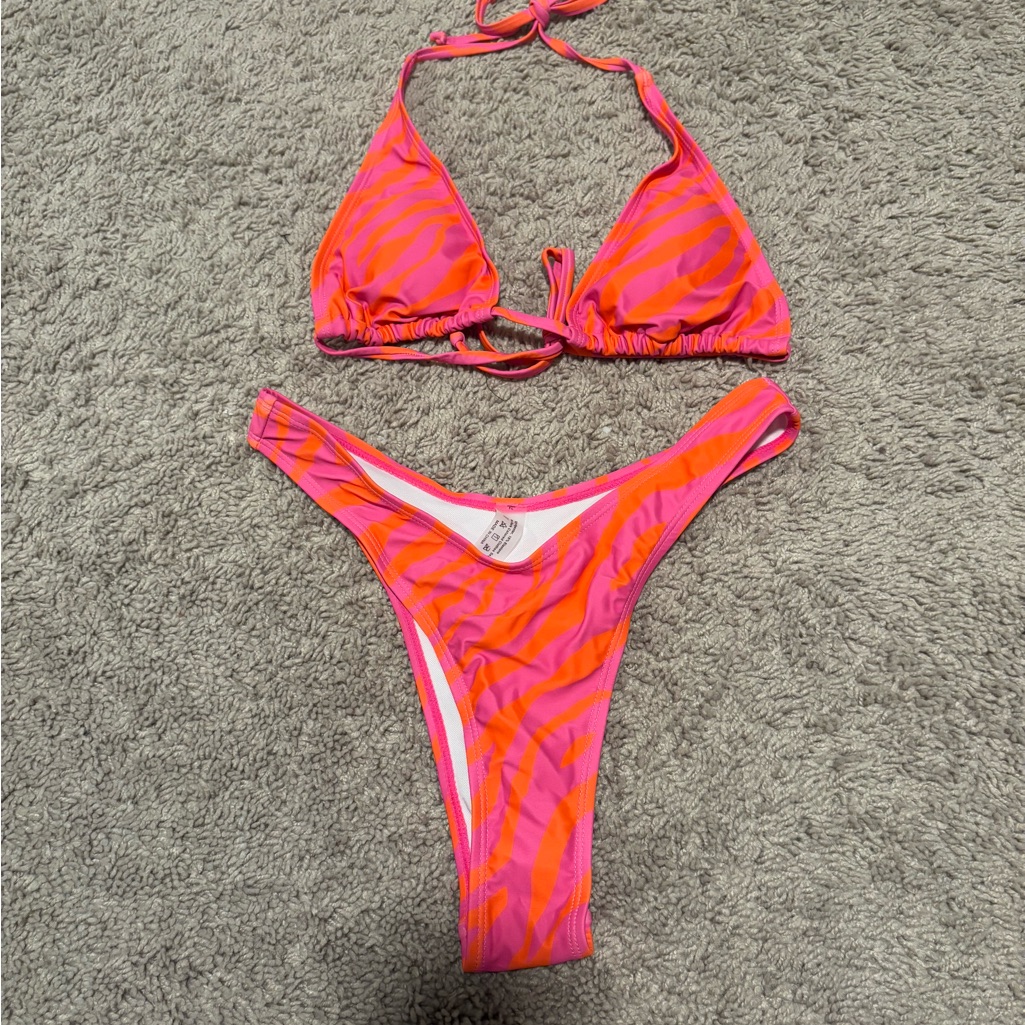 Vibrant Pink Zebra Print Bikini